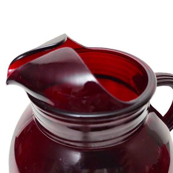 Vintage Art Deco Roly Poly Royal Ruby 96oz Pitcher by Anchor Hocking - Picture 3 of 6